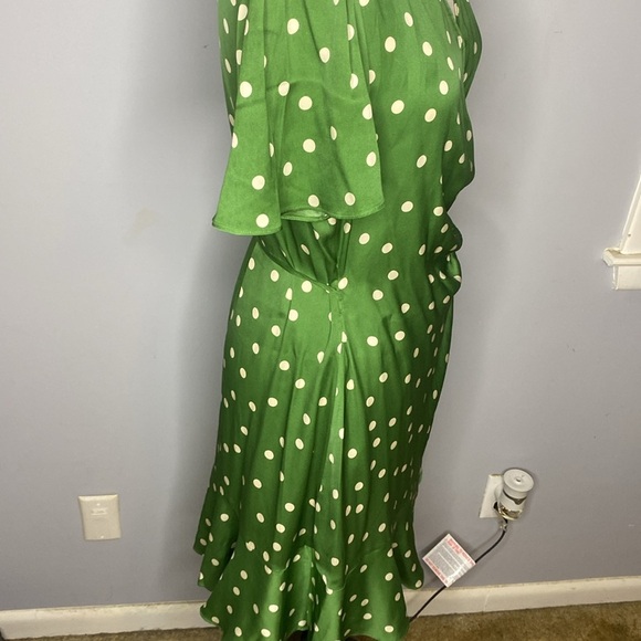 19 MOMME MULBERRY SILK POLKA DOTS PRINT RUFFLE WOMEN MINI DRESS BY GOELLA SZ8/10 - Picture 10 of 16